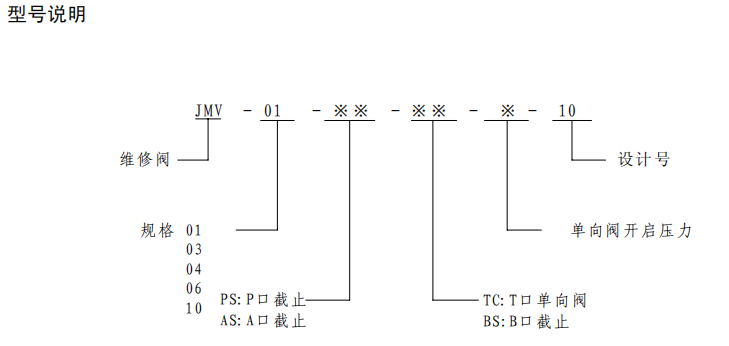 JMV-01維修閥型號(hào)說明